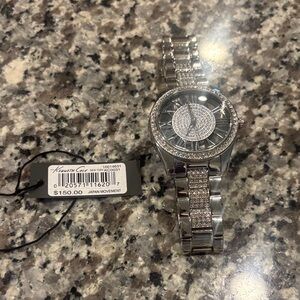 Kenneth Cole Men’s Silver Crystal-Accent Bracelet Watch